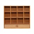 thumbnail image 2 of Vitrina De 12 Compartimentos Con Cajón, Madera Maciza, Mueble Para Muñecas A Escala 1/6, Aspecto Artesanal, Vitrina En Miniatura Para Escritorio, Madera De Cerezo Rojo., 2 of 9