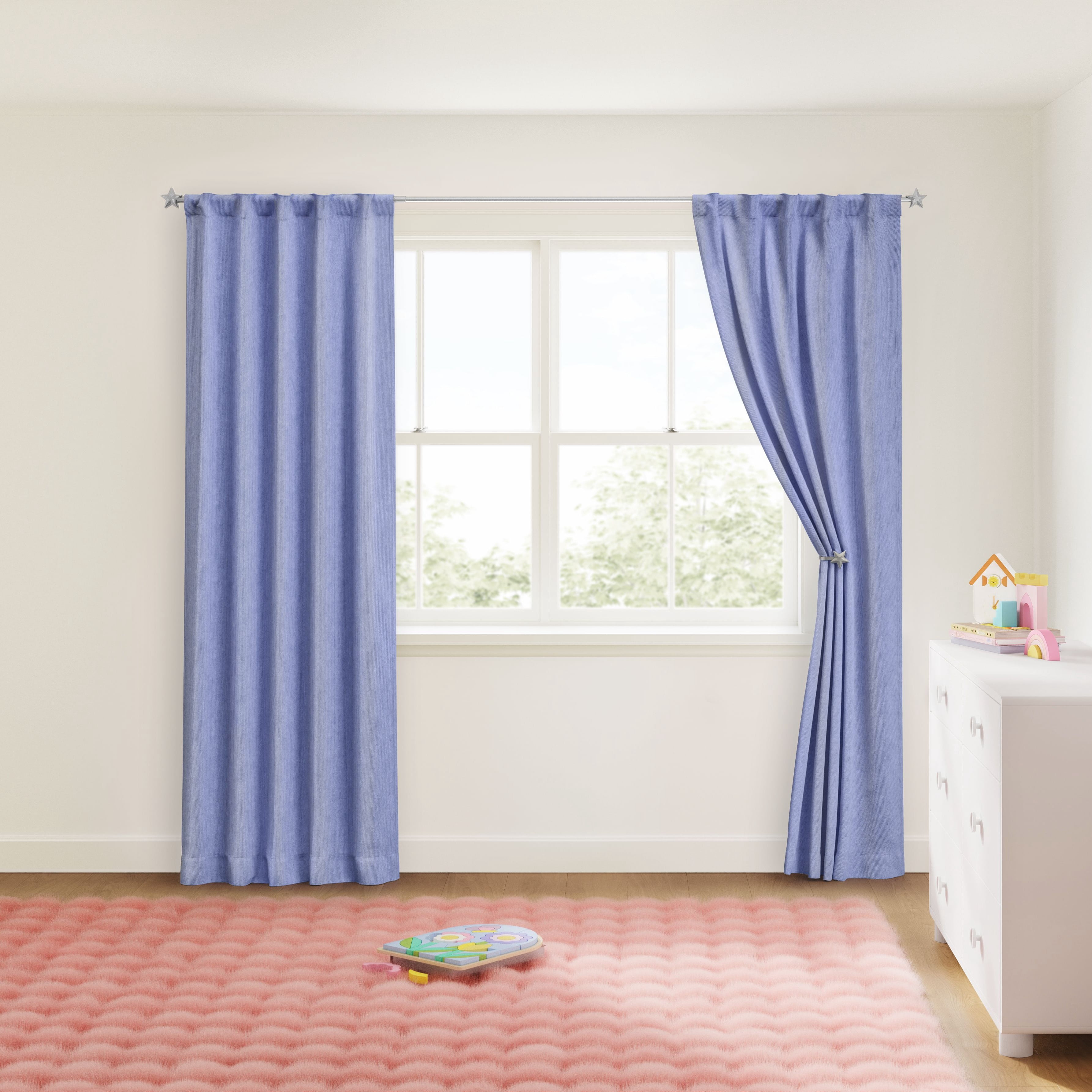 Mainstays Kids Blackout Ribbed Corduroy Curtain Panel, Light Purple Spring Periwinkle, Rod Pocket with Back Tabs, 38 in x 95 in, 1 Panel