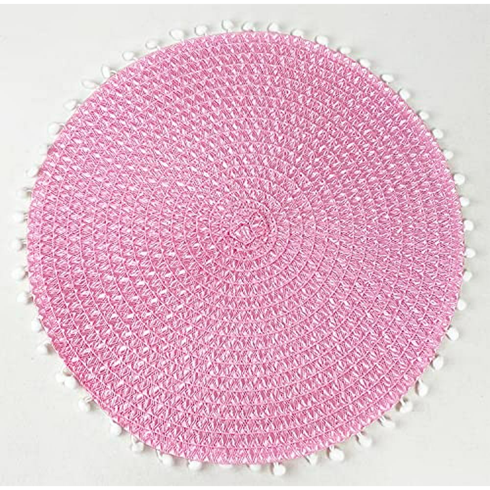 Fennco Styles Pom Pom Textured Placemats 15 Inches Round, Set of 4