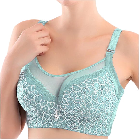 HOMBOM Push-Up Regular Bras for Women Back-Smoothing Wire-Free Blue Full Coverage Plus Size Bra XXXL