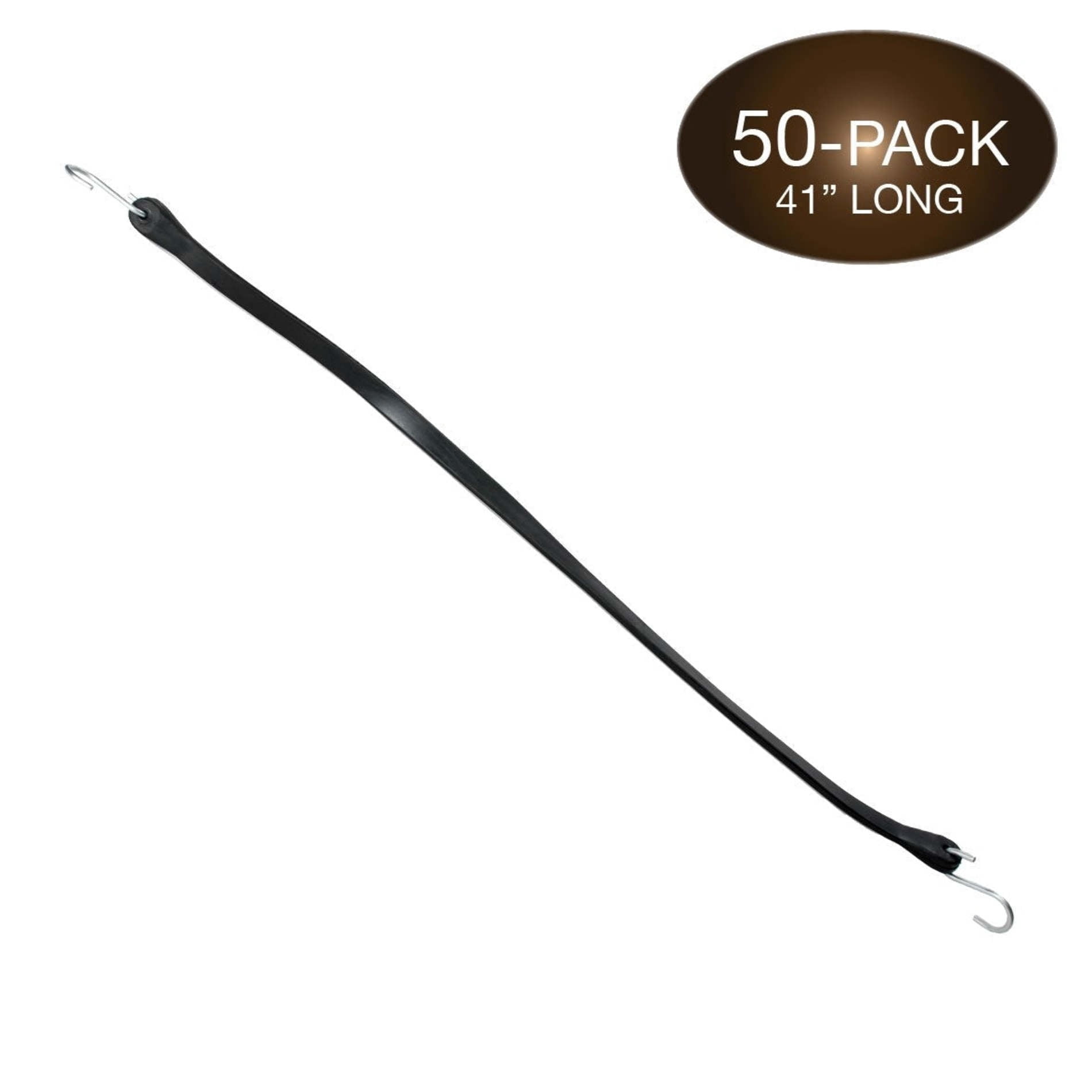 "DC Cargo Mall Pack of 50 Tarp Straps, 41" Long Natural Rubber Bungee Cord Tie-Downs Ideal for Securing Tarps, Canvases. Trailer Tiedowns W/ Metal S Hooks"