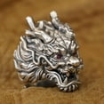 thumbnail image 4 of LINSION PurpleRed CZ Eyes 925 Sterling Silver Details Dragon Ring TA455 US Size 15, 4 of 16