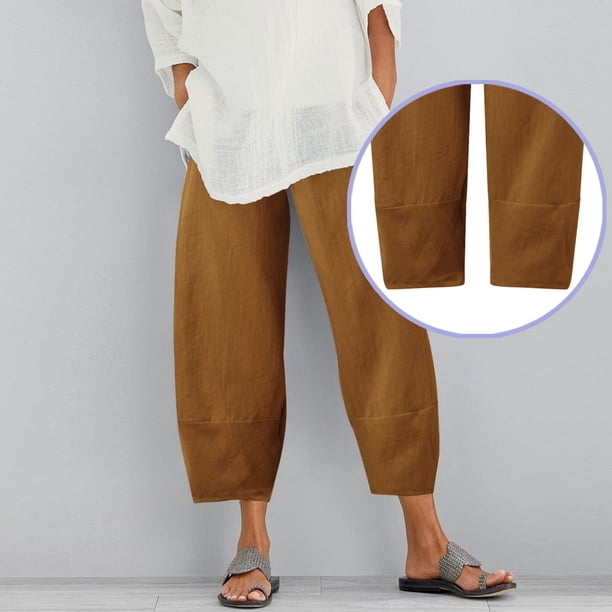 WILLBEST Pantalones Casuales para Mujer, de Uso Diario, de Color Sólido, con Cintura Elástica, Largos y Bolsillos Laterales para Un Estilo y Comodidad Sin Esfuerzo. Extra Grande