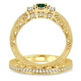 thumbnail image 3 of 6mm Round Cut 2.5 Carat Moissanite Diamond Engagement Ring Antique Milgrain Bridal Set on 10k Yellow Gold, 3 of 3