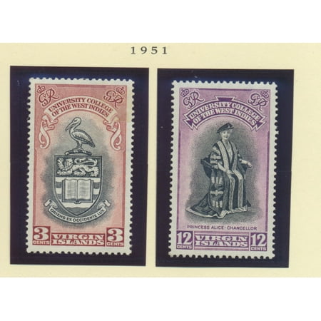 British Virgin Islands Scott #96 To 97 - Two Stamp University College of the West Indies, British Carribean Common Design Issue From 1951 - Collectible Postage