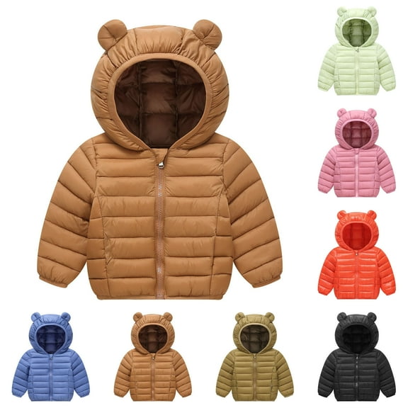 NAISIBABY Boys Girls Puffer Jacket with Hooded (1-6T), Warm Lightweight Zipper Long Sleeve Winter Quilted Padded Coat Green 5T