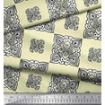 thumbnail image 2 of Soimoi Japan Crepe Satin Fabric Floral Block Print Fabric by Yard 42 Inch Wide, 2 of 3
