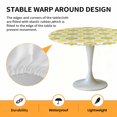 thumbnail image 6 of Moroccan Pattern Elastic Fitted Round Table Cover Geometric Trellis Yellow Grey Waterproof Outdoor Tablecloth for Holiday Party, Picnic, Patio & Dining Fits Tables Up to 45"-54", 6 of 8