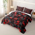 thumbnail image 3 of Homewish 3D Plaid Print Twin Quilt Set,Black Red Twin Coverlet Set,2pcs, 3 of 7