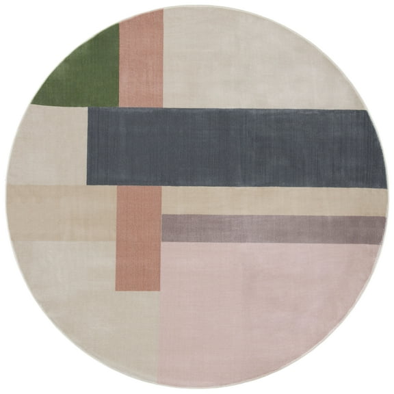 SAFAVIEH Orwell Lucille Abstract Area Rug, Ivory/Charcoal, 3' x 3' Round