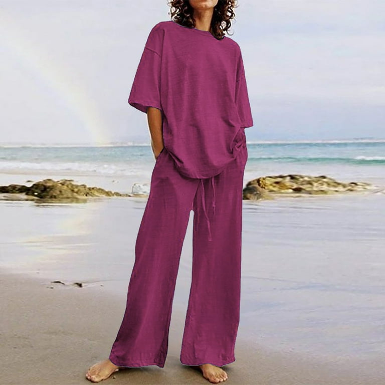 Plus Size Linen Clothing, Matching Linen Set of Pants and Tunic