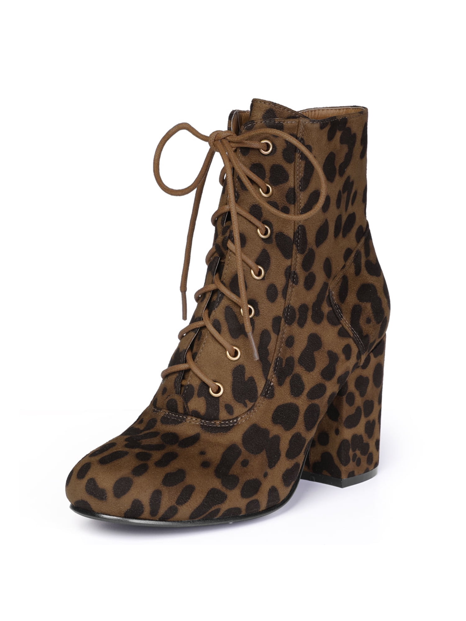 Leopard print chunky heel boots Outlet