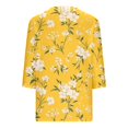 thumbnail image 2 of Cotton T-shirts Women Floral Printed Tee Shirt V Neck 3/4 Sleeve Spring Summer Tunic Tops Graphic Tshirts (XL, Yellow 01), 2 of 6