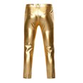 thumbnail image 3 of XIAOCHA Leather Pants for Men Shiny Metallic Slim-Fit Button Pants Stretchy Comfy Trendy Performance PantsGoldL, 3 of 3