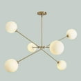 thumbnail image 2 of Six Globes Mid Century Style Sputnik Chandelier – Handcrafted Pendant Ceiling Light, Brass Frame Glass Globe Design Light Fixture, 2 of 4