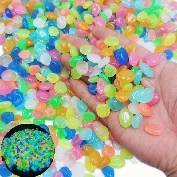 HXRH 500 Pcs Glow in The Dark Rocks,Colorful Glass Artificial Moss Rocks,Small Luminous Pebbles,Decorations Stones for Fish Tank Aquarium Planter Vase Garden Walkway (Color)