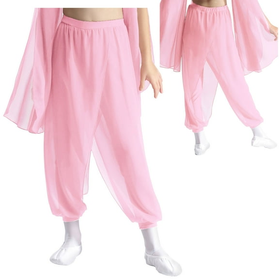 iixpin Belly Dance Harem Pants for Girls Classic Tribal Arabic Princess Halloween Trousers Palazzo Bloomers Pink 8