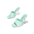 thumbnail image 2 of CAPE ROBBIN RAFA SQUARE TOE MULE HEELS-AQUA Heels Blue, 2 of 4
