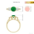 thumbnail image 4 of ANGARA Natural Classic Prong Set Round Emerald and Diamond Three Stone Ring in 14K Yellow Gold for Women (Size-6mm) | May Birthstone, Anniversary, Jewelry Gift for Women | Natural Emerald Ring, 4 of 8