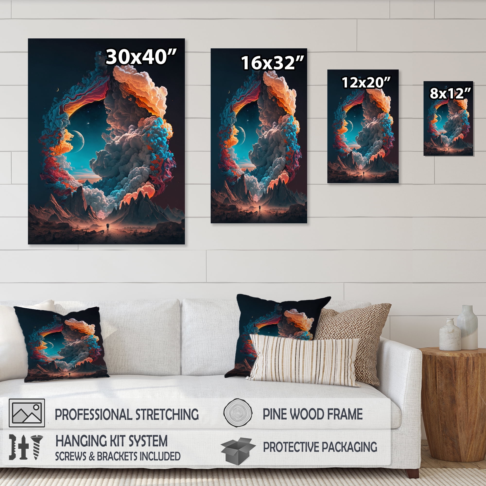 Designart Futuristic Landscape Clouds IV Canvas Wall Art