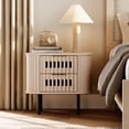 thumbnail image 4 of Wampat Modern Fluted Nightstand, Wooden End Table with 2 Drawers, 20.4H" Bedside table for Living Room, Bedroom, Natural, 4 of 5