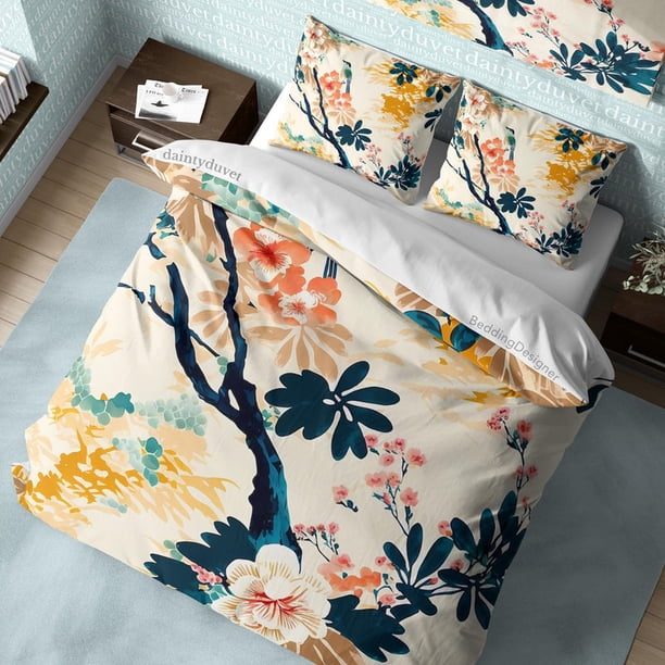 Sakura Edredón de diseño Flor de Cerezo Funda de edredón, patrón japonés Juego de cama