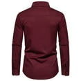 thumbnail image 3 of WREESH Men's Fashion Dress Button Down Shirts Long Sleeve Casual Shirts with Patchwork and Turn-Down Collar, Solid Color Choices for a Stylish Statement Wine, 3 of 9