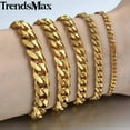 thumbnail image 4 of 14K Gold Plated Stainless Steel Cuban Curb Chain Necklace Bracelet 3/5/7/9/11mm, 4 of 9