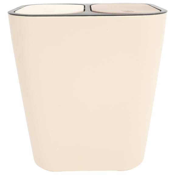 Supvox Dual Compartment Khaki Trash Can with Lid, Wet and Dry Waste Sorter for Kitchen, Bathroom, Living Room Use
