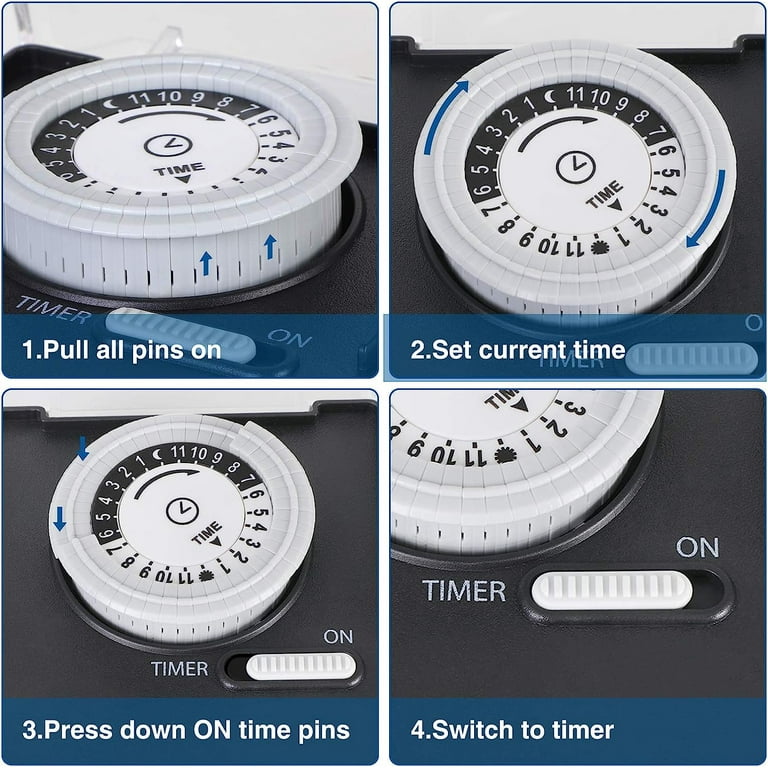 DEWENWILS 24-Hour Indoor Mechanical Timer With 2 Grounded Outlet