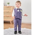 thumbnail image 3 of ZOEREA Toddler Baby Boy Clothes Suit Gentleman Wedding Outfits, Formal Dress Shirt+Bowtie+Vest+Boutonniere+Suspender Pants, 3 of 13