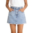 thumbnail image 2 of Tdoqot Girls Denim Skirts with Pockets- Casual Cute Elastic Waist A-Line Mini Skirt Light Blue Size 10, 2 of 9
