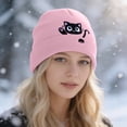thumbnail image 2 of Women's Knit Hat Cat Embroidered Cute Winter Basic Slouchy Beanie Cap, 2 of 4