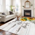 thumbnail image 2 of Yellow Sunflowers Area Rugs 8'x10', Small Throw Rugs for Living Room Patio, Farmhouse Floral Rustic Botanical Grey Wood Indoor Outdoor Rug Non-Slip Low Pile Carpet Runner Reversible Floor Mats, 2 of 8