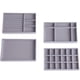 thumbnail image 1 of Organizador de cajones para joyas, insertos de almacenamiento de joyas de terciopelo, bandeja apilable para cajones (gris, juego de 4), 1 of 5