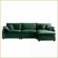 thumbnail image 5 of 3-Seater L-Shaped Sectional Sofa with Matching Footrest – Green Corduroy | Cushion Back | Flared Arms | Living Room Retro-Modern Comfort, 5 of 14