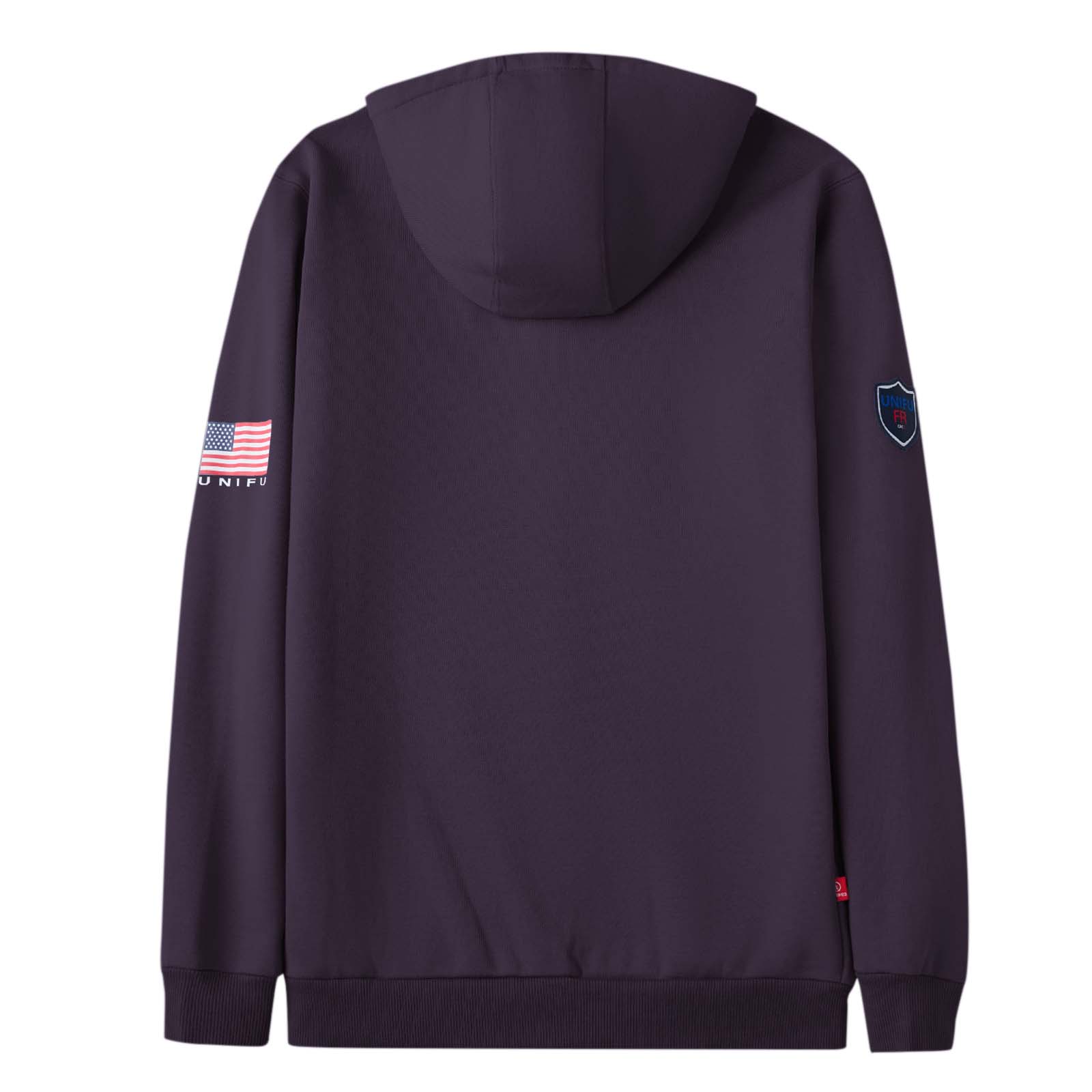UNIFU FR Shirts for Men Flame Resistant Zipper 12OZ Heavy Weight Long Sleeve Fleece 100% C NFPA2112/CAT2 Hooded Sweatshirt