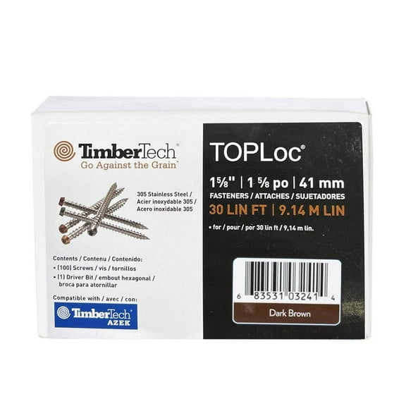 1-5/8? TimberTech TOPLoc Stainless Steel Screws – Dark Brown (30 ln/ft)