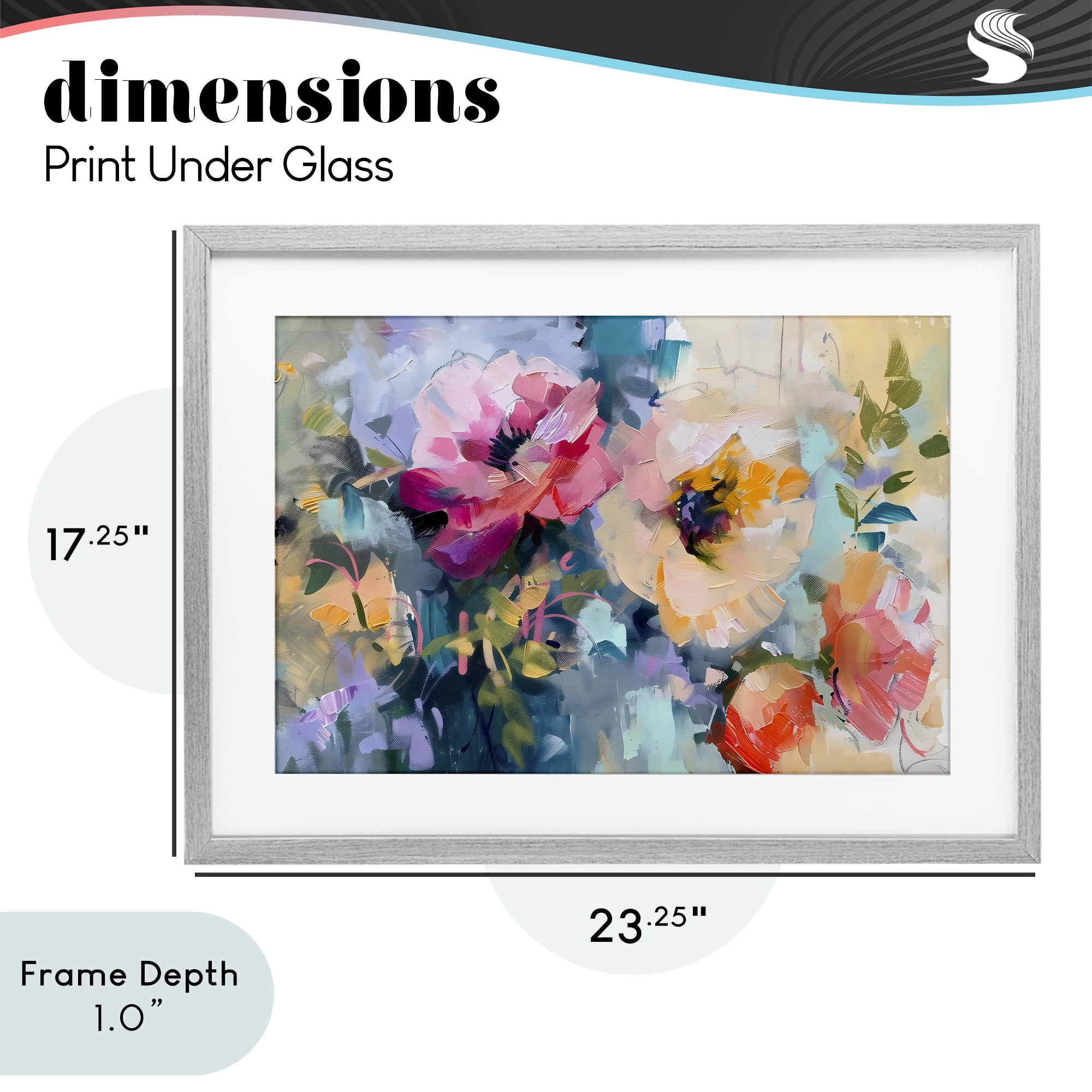 Stupell Industries Vibrant Florals Brushed Abstract Gray Framed Print Under Glass, design by Creative Studio