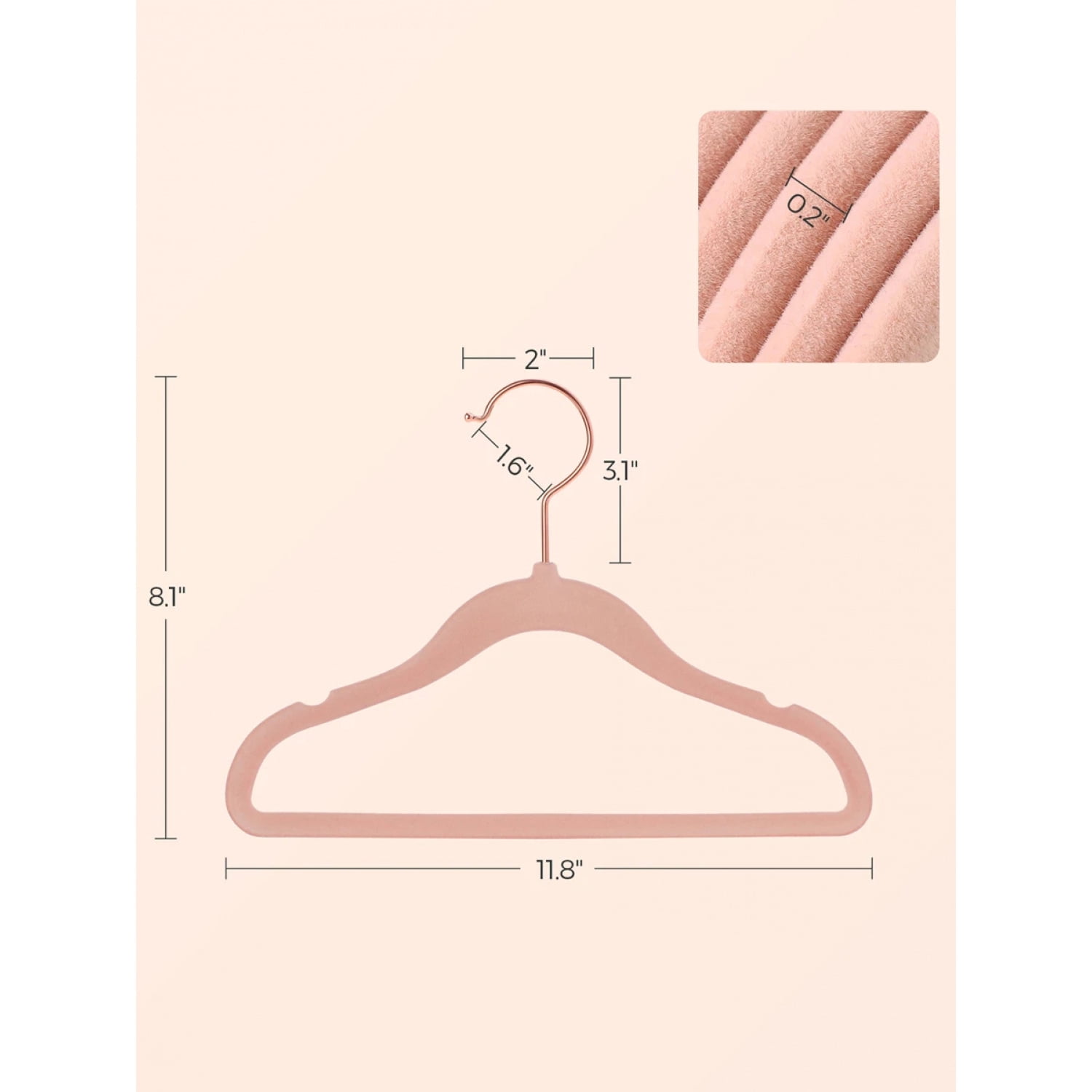 NTGFU Baby Hangers Pack Of 50, Children's Hangers for Closet with Rose Gold Hooks, Premium Velvet Hangers for Nursery, Non-Slip Hangers - Pink
