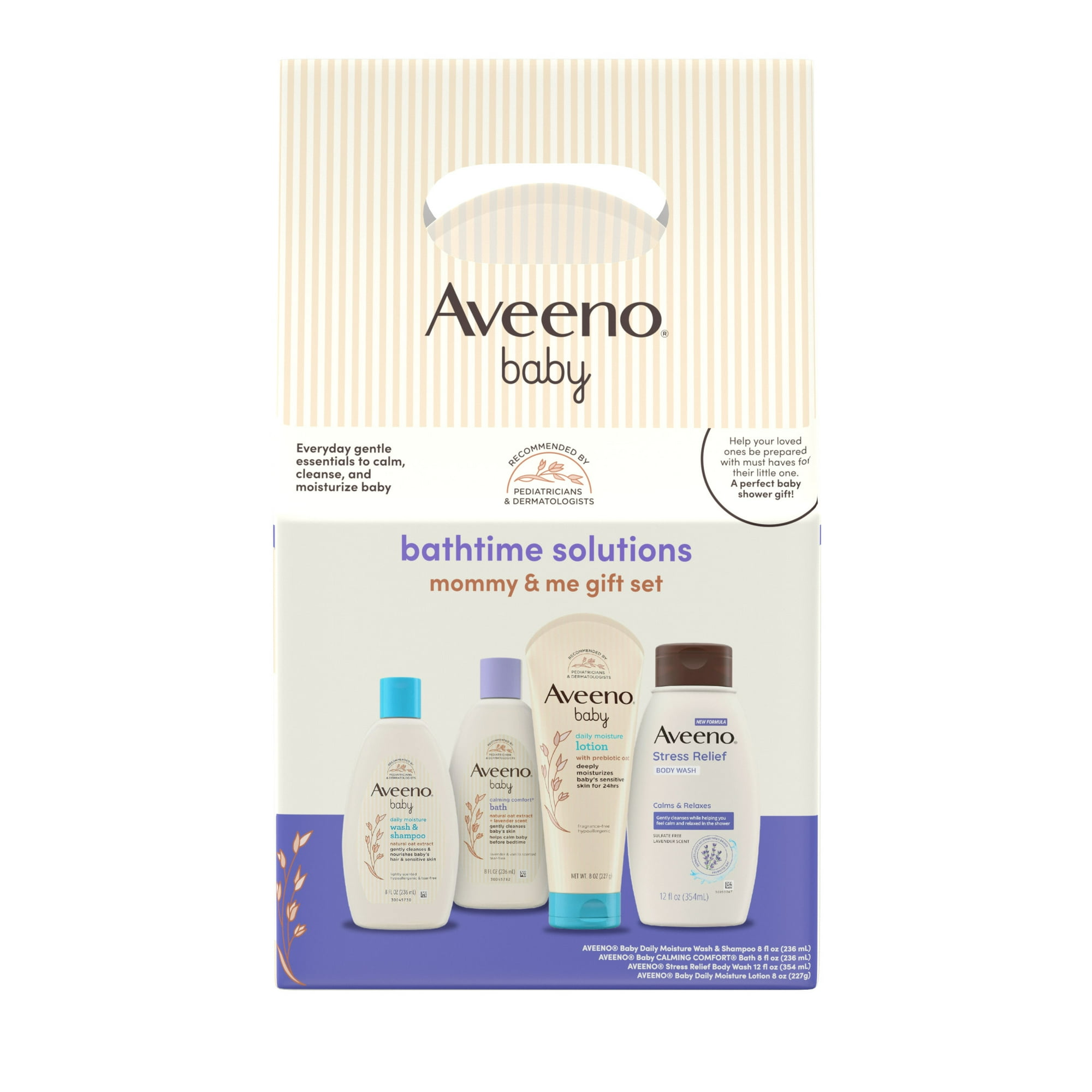 Aveeno Baby Bathtime Gift Set with Oat, 4 Items, For Mom and Baby
