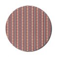 thumbnail image 1 of Ikat Mouse Pad for Computers, Indigenous Civilizations Ornamental Abstract Rhombus and Lines, Round Non-Slip Thick Rubber Modern Gaming Mousepad, 8" Round, Vermilion Orange Seafoam, by Ambesonne, 1 of 2