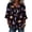 01#Black, variant on Women's Halloween Button V Neck Ruffle 3/4 Sleeve Casual Loose Blouse