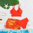 thumbnail image 7 of Staki Toddler Swim Set Girl's 3 Piece Cute High Waisted Ruffle Trim Swimsuit Bikini Sets with Beach Skirt 8-13Y(Orange,10-11 Years), 7 of 7