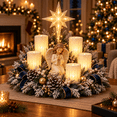 thumbnail image 3 of Angel Christmas Lighted Centerpiece with Flameless Candle Glow, Christmas Decoration with Frosted Greenery, Red Berries & Pinecones, Perfect for Home Tabletop & Holiday Gift, 10.6" x 11.8", 3 of 7