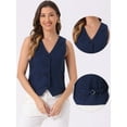 thumbnail image 2 of DARING DIVA Women's Button Down Sleeveless V Neck Crop Top Summer Vest XL Deep Blue, 2 of 6