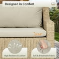 thumbnail image 2 of LHBCraft 3-Pieces Outdoor Patio Furniture Set, Wicker Loveseat and Coffee Table Set, with Grey Cushions and Natural Wicker, 2 of 7
