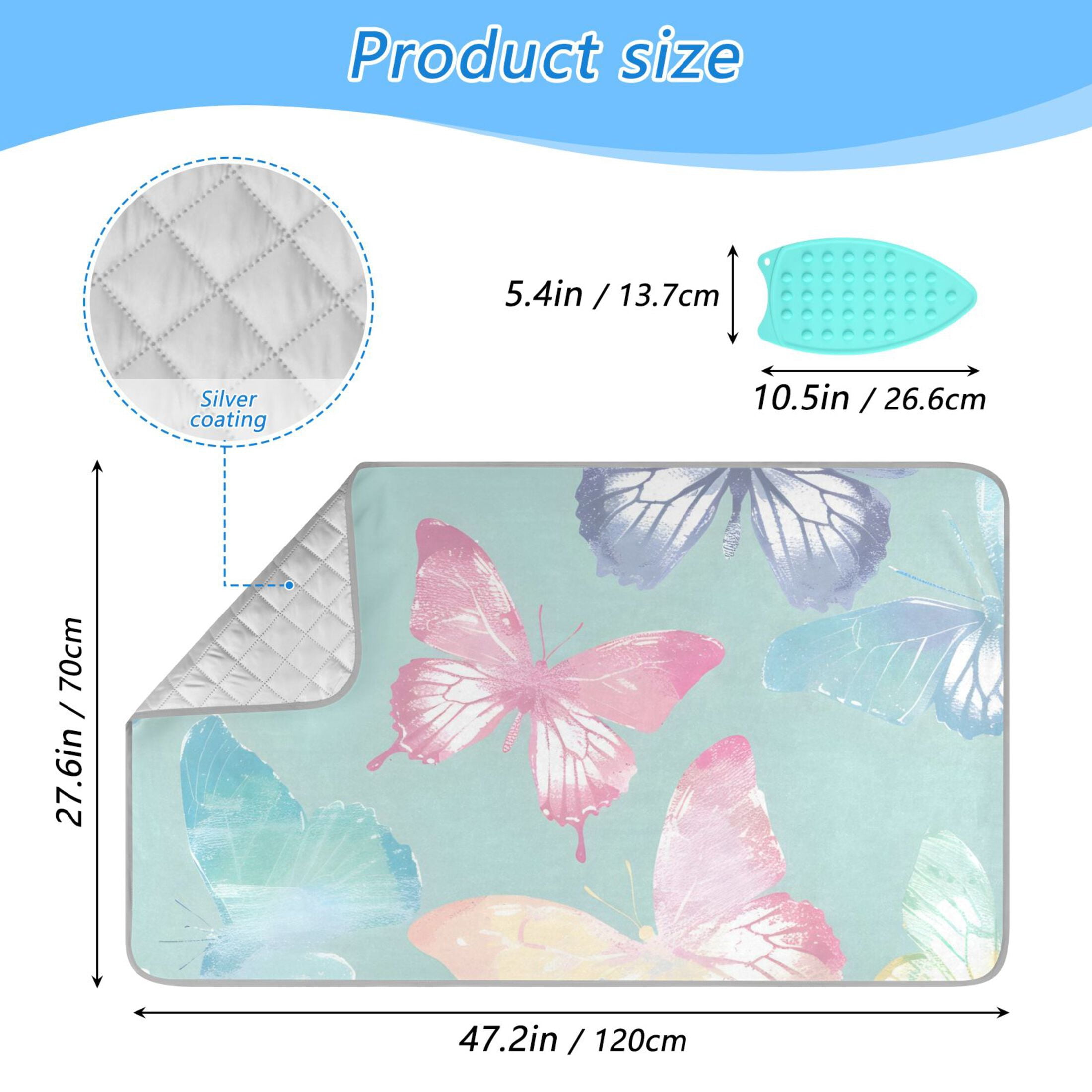 Colorful Butterflies Ironing Mat Blanket Portable Travel Ironing Pad Heat Resistant Pad 47.2" x 27.6”