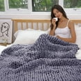 thumbnail image 5 of Modenna Chunky Knit Blanket Throws Chenille Throw Blanket, Gray, 40"x 60", 5 of 8