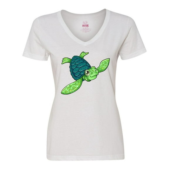 Inktastic Sea Turtle with swirls Women's V-Neck T-Shirt